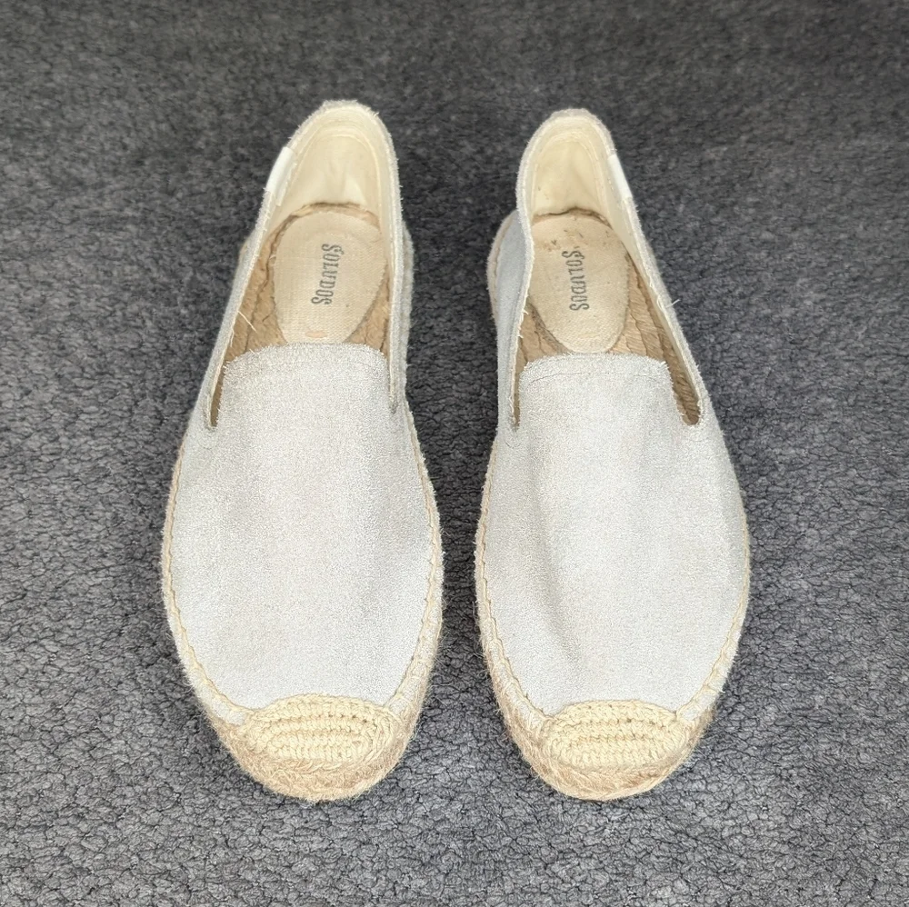 Soludos Suede Espadrille Platform Smoking Slippers Grey Women's 7.5